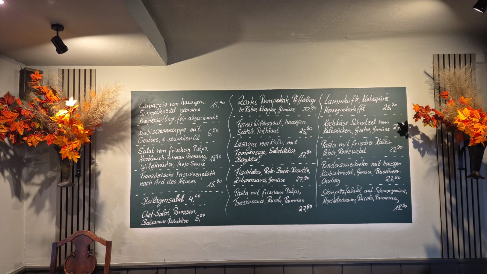 Aktuelle Speisekarte